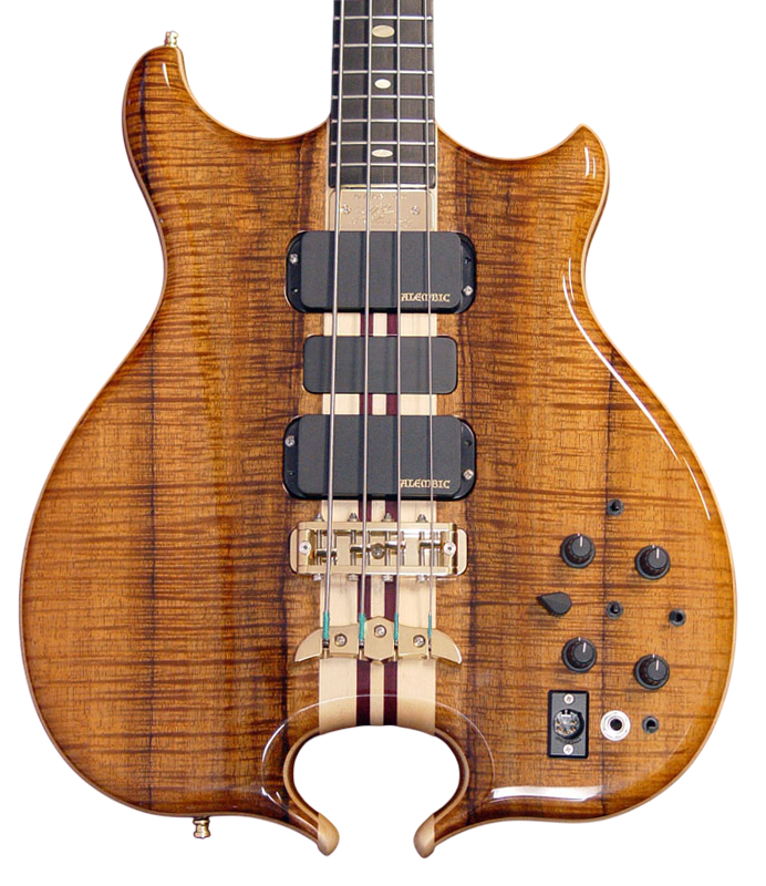 Series I bass in Flame Koa