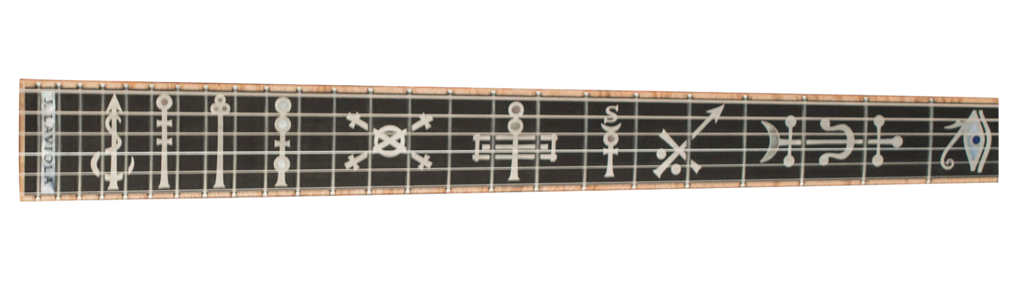 Silver Alchemy full fingerboard inlay with custom inlays